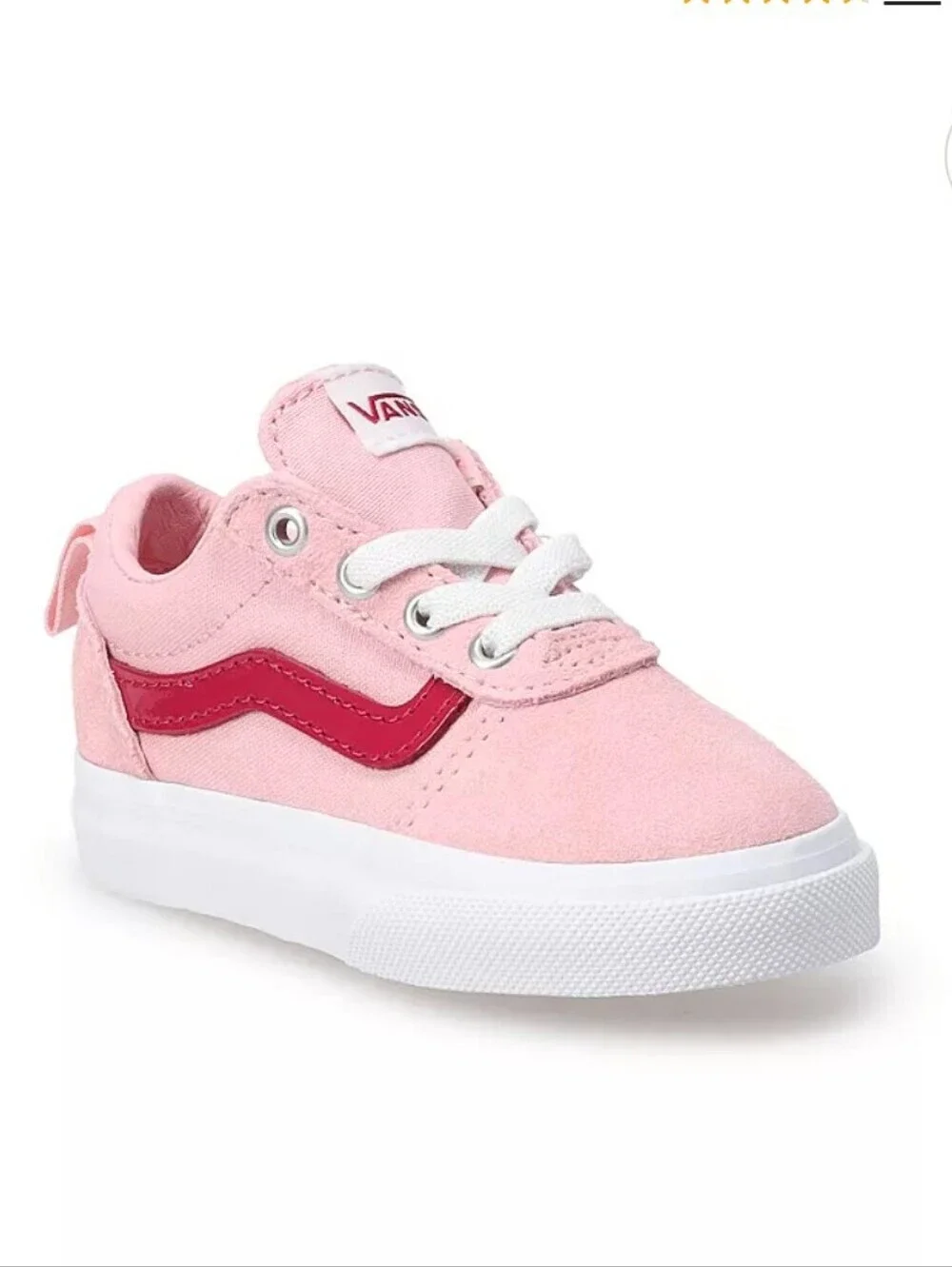 Vans Pink Toddler Slip-On Sneakers with Red Stripe